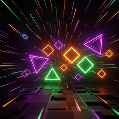 3D Neon Light Generative AI Abstract Background