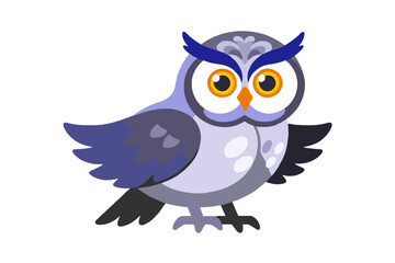 Fototapeta premium Cute Cartoon Owl Illustration- Whimsical Bird Art for Kids- Adorable Animal Clipart- Owl Vector Graphic- Perfect for Children's Designs- Owl With Big Eyes