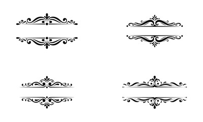 Collection of vintage ornamental dividers with elegant swirl patterns in black vector style
