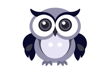 Obraz premium Cute Cartoon Owl Illustration-Adorable Bird Image for Kids-Playful Owl Character with Big Eyes-Simple Vector Design for Children's Content