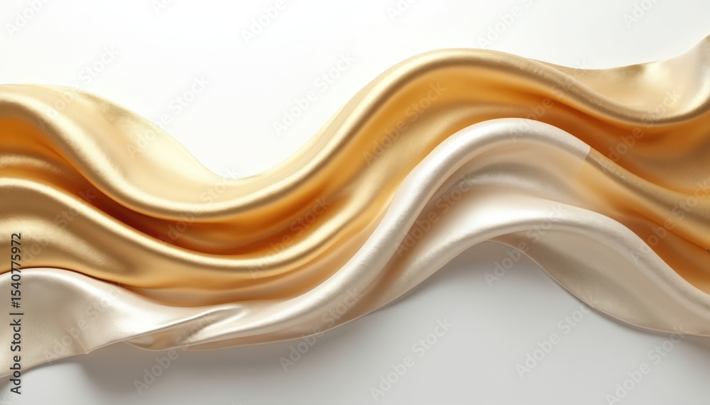 Aufkleber abstract image of flowing gold, silver fabric creating elegant waves. metallic texture design with l