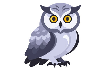 Fototapeta premium Cute Cartoon Owl Illustration-Adorable Owl with Big Yellow Eyes-Vector Art of a Wise Owl-Owl Clipart for Kids-Cartoon Bird Image for Educational Content