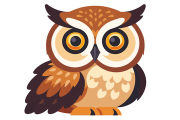 Naklejka premium Cute Cartoon Owl Illustration-Brown Owl with Big Eyes-Adorable Animal Vector Art-Perfect for Kids and Educational Resources-Wildlife Illustration-Owl Clipart Design