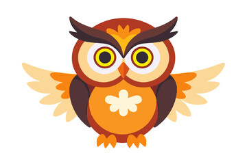 Naklejka premium Cute Cartoon Owl Illustration-Bright Colorful Owl Image for Kids-Adorable Owl Vector Art Design-Owl Clipart for Educational Resources-Whimsical Owl Graphic for Crafts