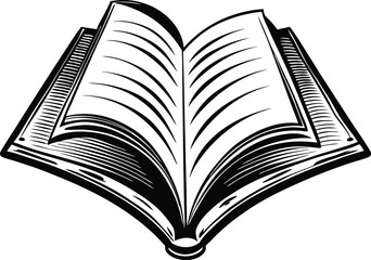 Open book vector illustration: an old, isolated textbook with heart-shaped pages, perfect for depicting education, reading, and the love of knowledge