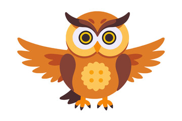 Fototapeta premium Cute Cartoon Owl Vector Illustration- Adorable Bird with Big Eyes and Feathery Wings- Perfect for Kids Books- Graphics- and Educational Materials