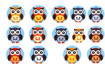 Cute Cartoon Owls Pattern-Colorful Owl Illustration-Funny Owl Characters on Light Blue Background-Adorable Owl Design for Kids-Owl Theme Party Decoration