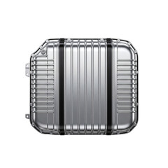 Metallic electric vehicle battery pack isolated on white background