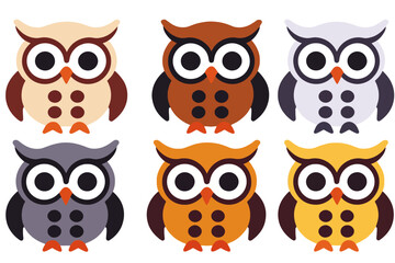 Fototapeta premium Cute Colorful Owls-Vector Illustration-Owl Clipart-Cartoon Owls-Adorable Owls-Funny Owls-Owl Characters-Digital Art-Owl Design-Kids Illustration