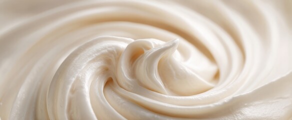 The creamy swirl of delicious whipped frosting on a smooth surface
