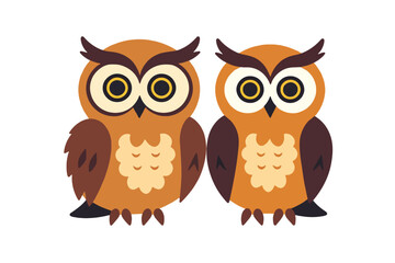 Fototapeta premium Cute Owl Illustration-Twin Owl Characters-Colorful Owl Design-Cartoon Owls for Kids-Owl Vector Art-Whimsical Owl Clipart-Animal Illustration-Owl Graphics Design