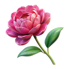 Pink camellia flower isolated on transparent background