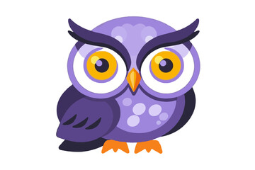 Fototapeta premium Cute Purple Cartoon Owl Illustration- Whimsical Owl Graphic for Kids- Playful Bird Design with Big Eyes- Adorable Animal Clipart for Creative Projects