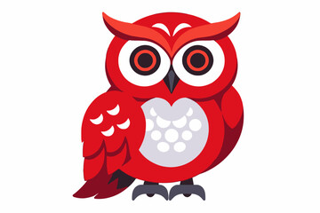 Cute Red Owl Illustration for Kids Design- Whimsical Bird Clipart for Crafts- Cartoon Owl Image for Educational Materials- Adorable Animal Graphic for Children Projects