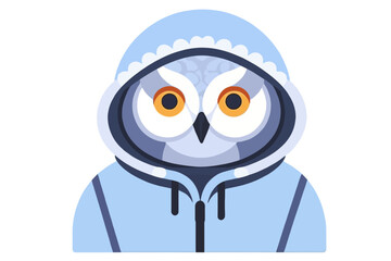 Fototapeta premium Owl Illustration with Hoodie-Cute Cartoon Owl in Blue Hoodie-Whimsical Owl Character Design-Adorable Animal Illustration with Human-like Fashion-Cool Owl Mascot Design