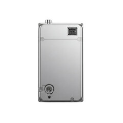 Sci-fi silver metal device on white background