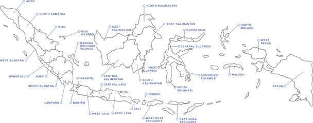 Labeled Map of Indonesia with Provinces and Capital Cities 