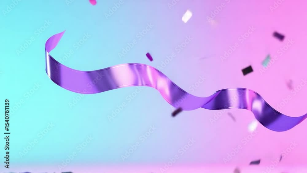 Poster floating ribbon celebration: a dynamic display of elegance with a floating ribbon, captured in mid-a