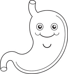 Happy stomach cartoon outline digestive system illustration