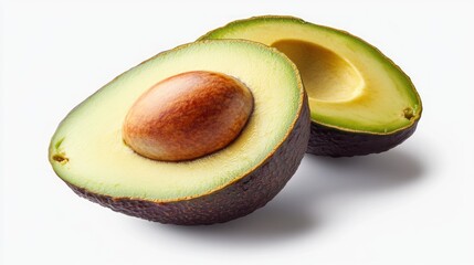 Two halves of an avocado