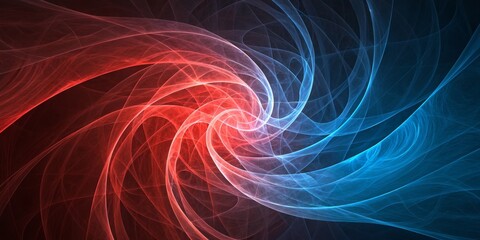 Naklejka premium Red vs Blue Swirling Light Energy, Abstract ,Fractal Art