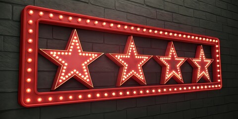 Red Star Marquee Sign on Brick Wall, Entertainment, Retro Signage