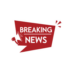 Megaphone with breaking news speech bubble. Loudspeaker. Banner for business, marketing and advertising. Vector illustration.