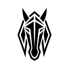 Bold geometric horse face icon formed with sharp angles vector illustration