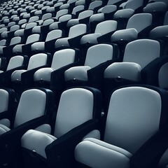 Naklejka premium Repeating patterns of empty seats in lecture hall