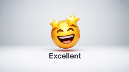 Fototapeta premium Smiling emoji with starry eyes expressing joy and excellence in creative digital design