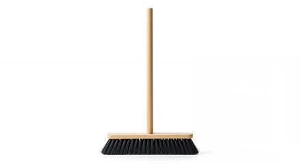 Black bristle floor brush against white background