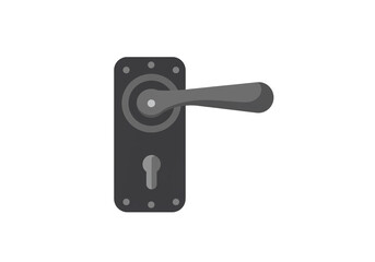 Fototapeta premium A gray door handle with a rectangular backplate and a keyhole on a white background illustration