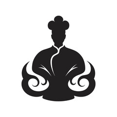 Abstract Chef Food Swirl Silhouette Illustration