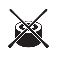 Sushi Roll Chopsticks Silhouette Vector Art