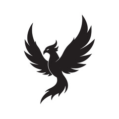 Phoenix Rising Flames Silhouette Vector Graphic