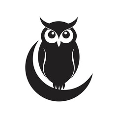 Owl Moon Eyes Silhouette Vector Design