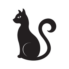 Cat Silhouette Sleeping Curled Vector Graphic