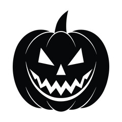 silhouette  halloween lantern pumpkin on white background