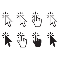 Collection of cursor icons hand click pointer symbols for website design user interface