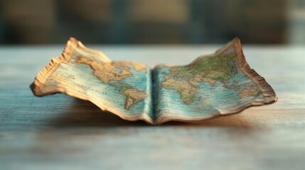 Fototapeta premium Aged world map on a table