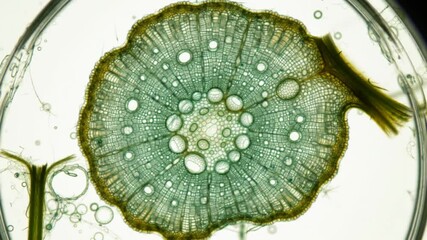 Botanical Cross Section Close Up Reveals Plant Biology Microscopic Details