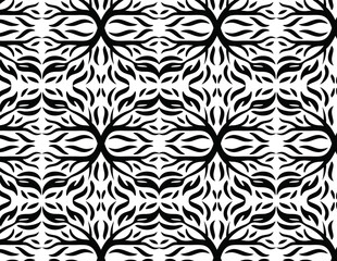 Seamless Black and White Abstract Organic Tree Pattern