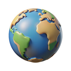 3D Globe Map Earth Planet Illustration on White Background