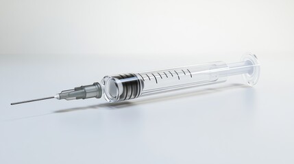 Clear syringe on a plain white surface