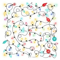 Colorful Christmas lights string for seasonal decoration illustration