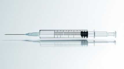 Medical syringe on a white background