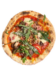 Italian pizza isolated on white background.