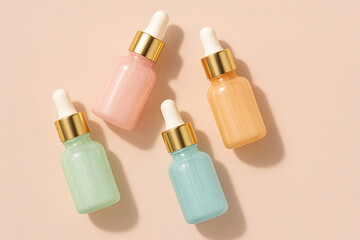 Obraz premium Pastel Serum Bottles Skincare Products Beauty Treatment Wellness