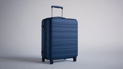 Navy blue suitcase on plain background