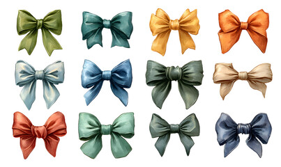 Beautiful vector stock set with watercolor hand drawn bow illustrations.